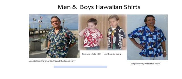 Hawaiian shirts, all sizes infant to men's 3 xl