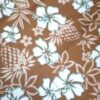 cotton hawaiian fabric tan with white hibiscus flowers