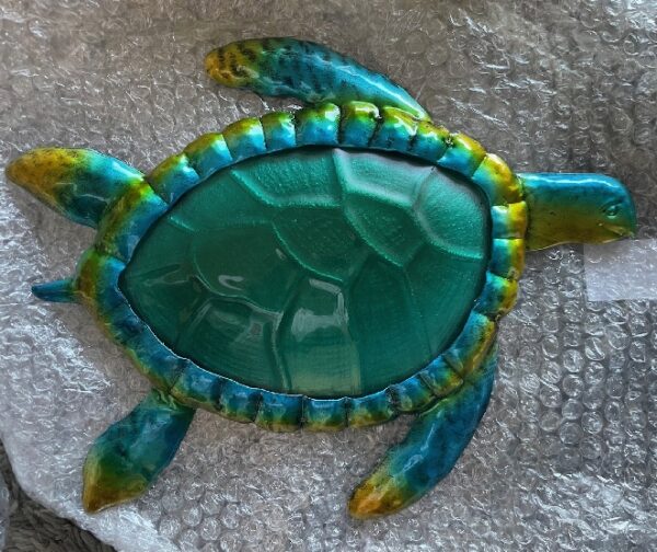 Glass and metal turtle