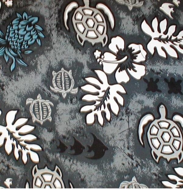 Gray Hawaiian fabric with turtle design