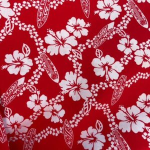 Red and white Mini Hibiscus fabric