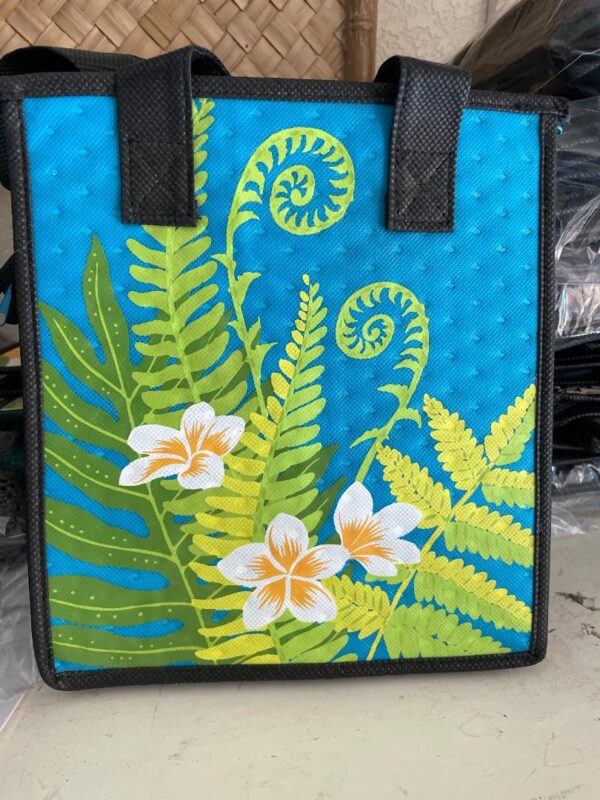 Turquoise bag with cute fern design