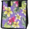 Small reusable bag lavender with plumeria flowers