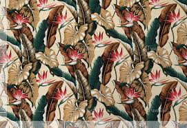 Hawaiian bark cloth pillow cover, big bold Bird of paradise design