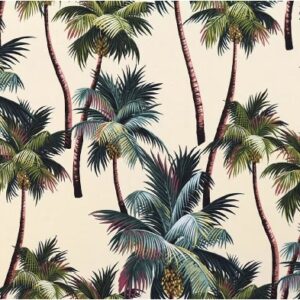 Large scale palm trees on cream fabric