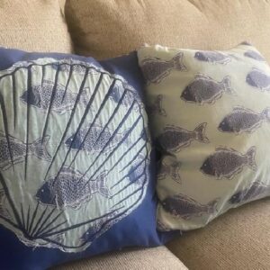 Hand Appliqued Fish Pillow set of 2