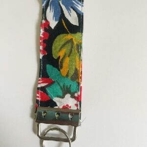 black floral cotton lanyard