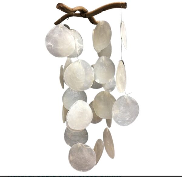 criss cross branches and capiz shell mobile