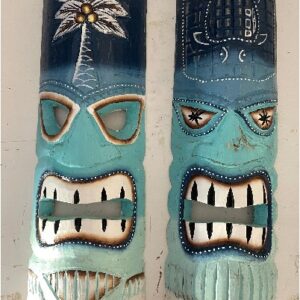 Tiki Mask  Large Aqua Blue