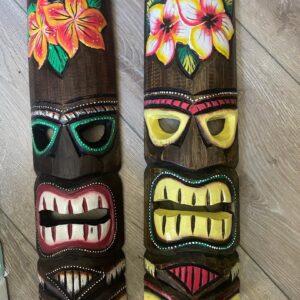 Tiki Mask with Hawaiian flowers
